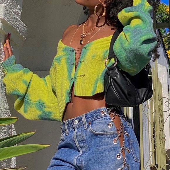 Danielle Guizio Tie Dye Knit Safety Pin Sweater - Picture 5 of 5